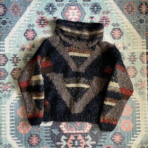 Vintage Geometric Turtleneck Sweater